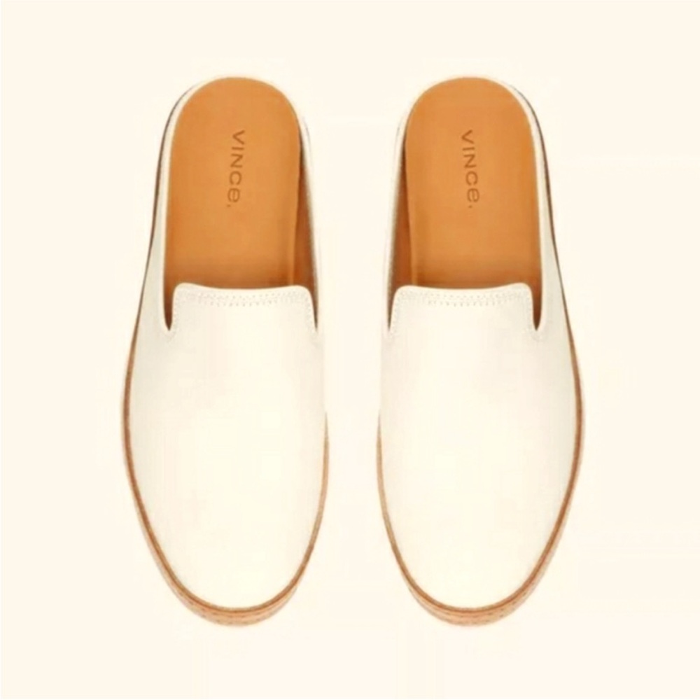 VINCE Women’s White Canella Leather Platform Slip-On Shoes